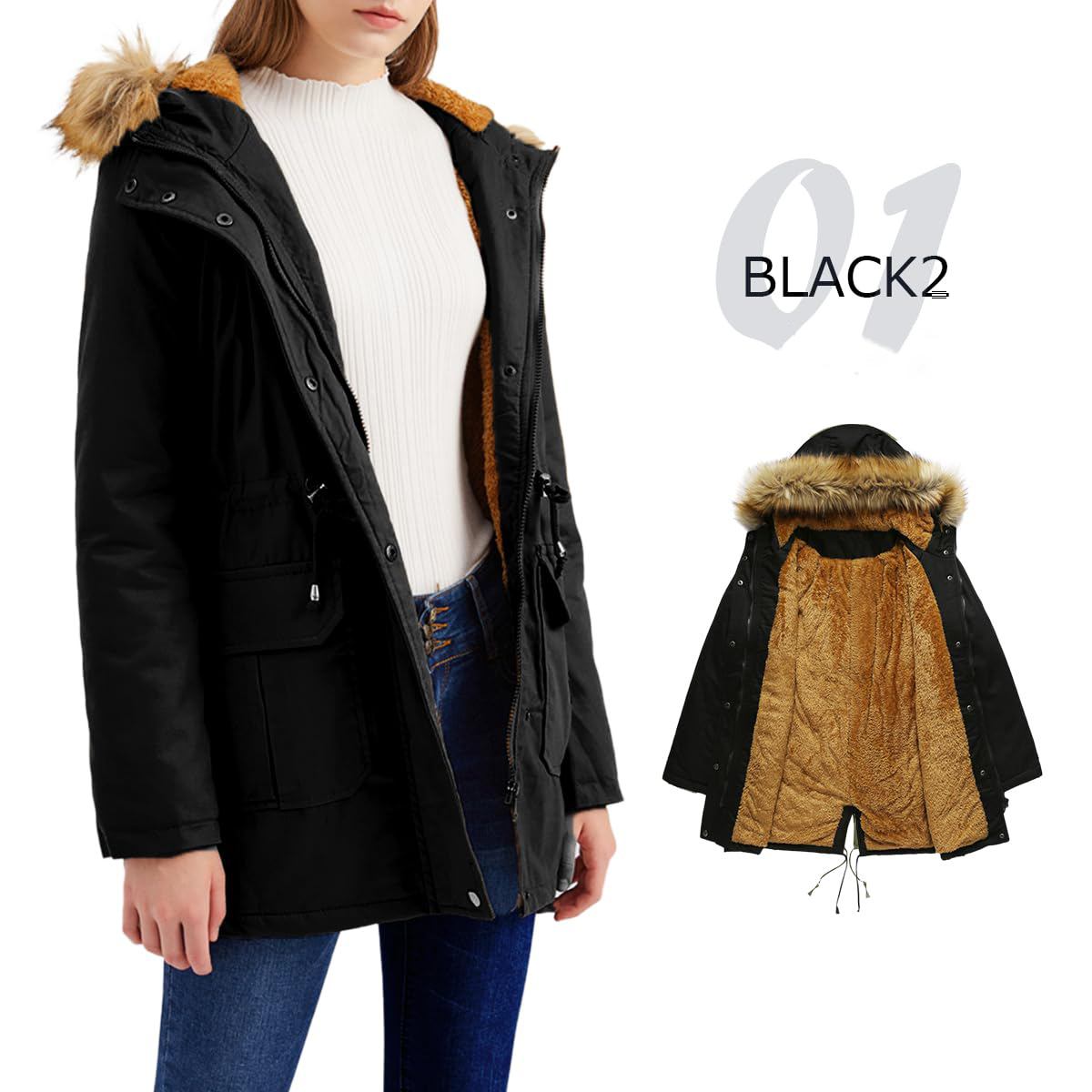 Cold -proof and velvet jacket lady large size